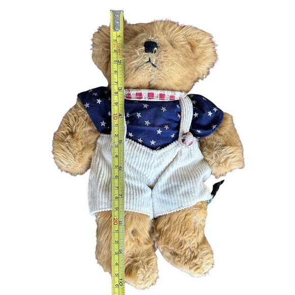 Vintage Russ Berrie & Co 'Franklin' Plush Patriotic 11" Teddy Bear Overalls - Picture 3 of 7